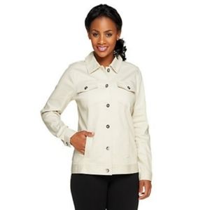 MAXSTUDIO Stretch Twill White Denim Jacket Jean MAXSTUDIO Stretch Twill White Denim Jacket Jean